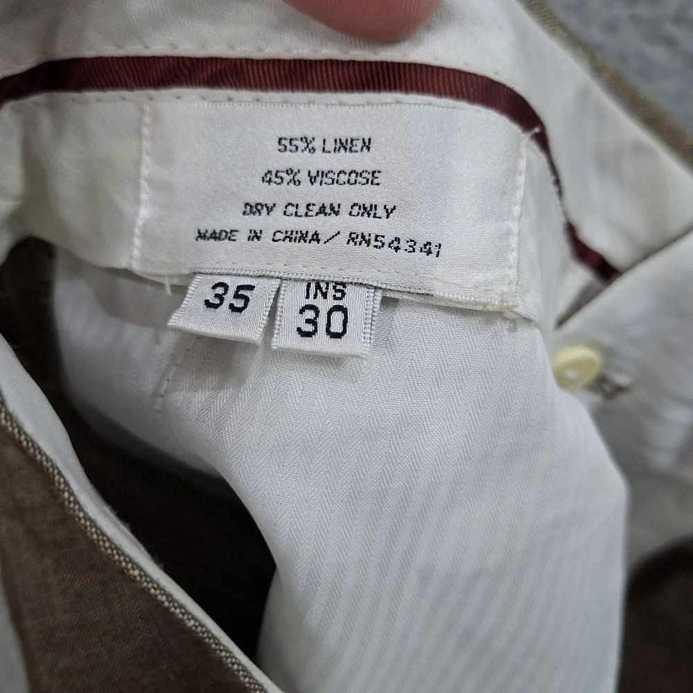 Louis Raphael Tailored‎ Pants 35x30 Woven Linen Blend Pleated Cuffed Breathable